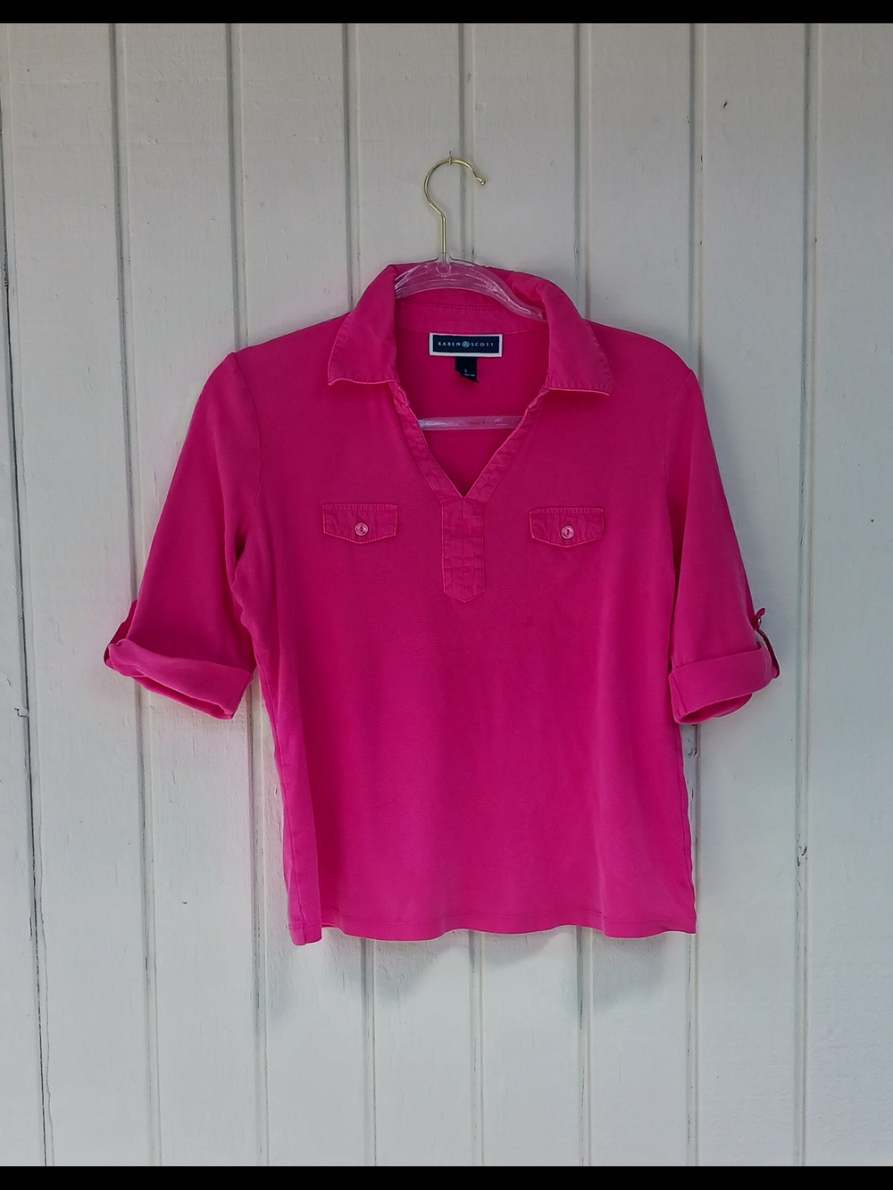 Karen Scott Bright Pink Polo Shirt